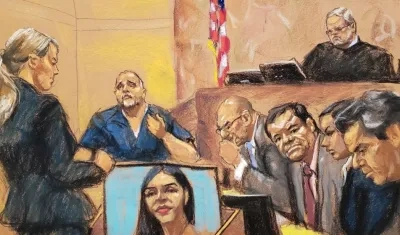 Dibujo de la audiencia de "El Chapo".