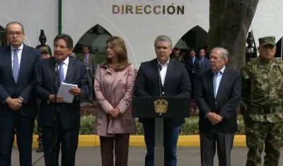 El Procurador General de la Nación, Fernando Carrillo, el Fiscal General Néstor Humberto Martínez, la Vicepresidenta Marta Lucía Ramírez y el Presidente Iván Duque.