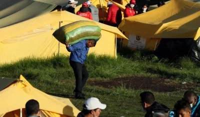 Antiguo campamento de venezolanos en Bogotá.