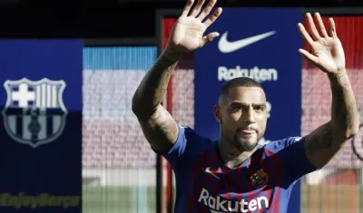 El delantero Kevin-Prince Boateng durante su presentación.