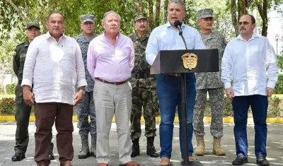 El Ministro de Defensa, Guillermo Botero y el Presidente Iván Duque.