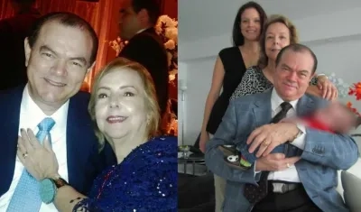 El neurólogo Jorge Daza junto a su esposa Cocky y en la otra fotografía también con su esposa, su hija y su nieto Franco.