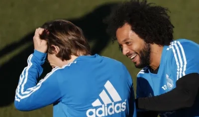 Luka Modric y Marcelo, durante un entrenamiento. 