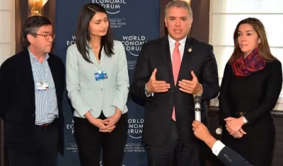 El Presidente Iván Duque explicando los alcances del convenio.