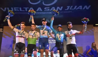 Peter Sagan, Mark Cavendish, Maxi Richeze, Nairo Quintana y Fernando Gaviria. 
