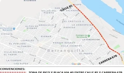 La zona donde aplicará el pico y placa.
