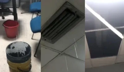 Agua cayendo dentro de la Casa de Justicia de Simón Bolívar.