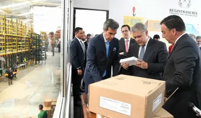 El Presidente Duque en Centro de Operaciones Diamante (CODI) de la Registraduría Nacional.