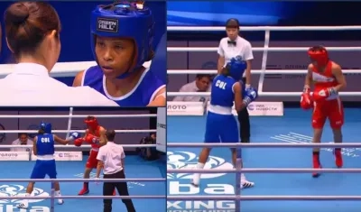 Momentos del combate de la colombiana y la india, que aseguró su octava medalla mundial.