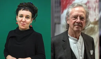 La escritora polaca Olga Tokarczuk y su colega austríaco Peter Handke