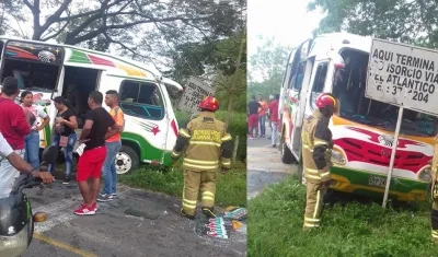 Así quedó la buseta tras el accidente.