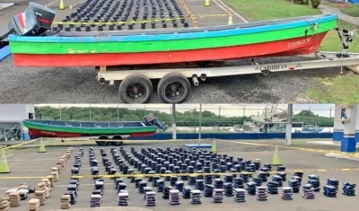 La droga fue hallada en una embarcación ubicada 55 millas de distancia de Punta Mala.
