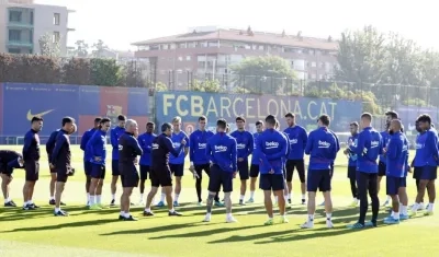 Entrenamiento del Barcelona. 