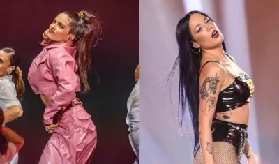 Las cantantes Rosalía y Halsey.