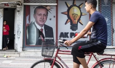 Mural con la imagen de Recep Tayyip Erdogan, presidente de Turquía.