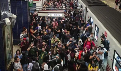 Protesta en una de las estaciones.