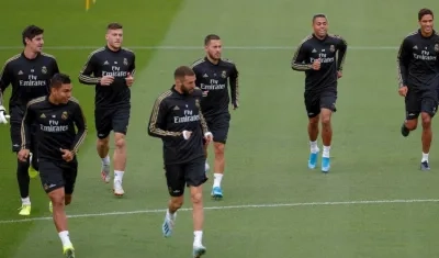 Jugadores del Real Madrid, en un entrenamiento. 