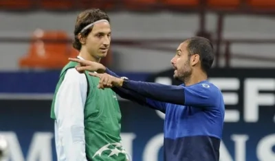 Zlatan Ibrahimovic y Pep Guardiola. 