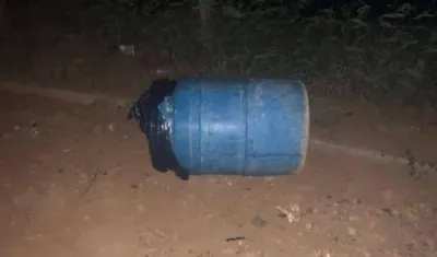 La caneca en donde encontraron el cadáver.