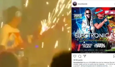 Momento de la bengala y la invitación de la discoteca.