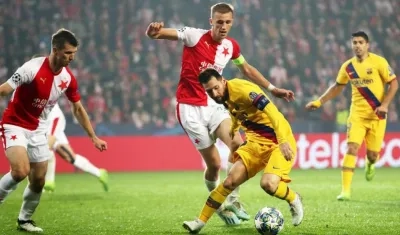 Lionel Messi en acción de partido. 