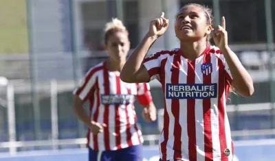 Leicy Santos marcó su primer gol con el Atlético de Madrid.