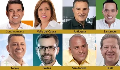 Algunos de los gobernadores electos en Colombia.