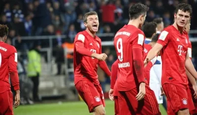 Thomas Müller celebra la victoria. 