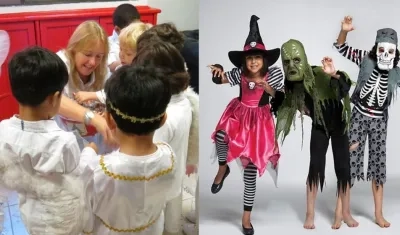 Niños disfrazados en el Día de los Angelitos y en Halloween.