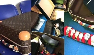 Una maleta con joyas, relojes y gafas, entre las pertenencias incautadas por la Fiscalía.