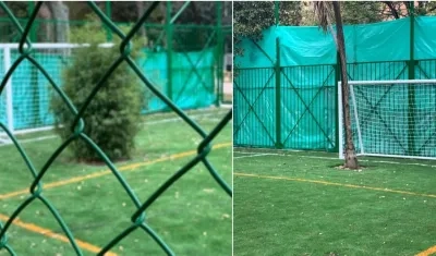 Así están los arcos del parque El Japón en Bogotá, con los árboles como porteros en los arcos.