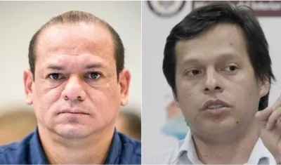 El gobernador de Guainía, Javier Eliécer Zapata Parrado; y el exgobernador Óscar Armando Rodríguez Sánchez.