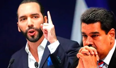 Los presidentes Nayib Bukele y Nicolás Maduro.