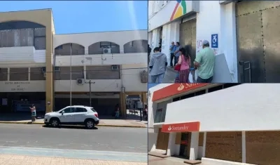 Alcaldía de San Felipe incendiada, negocios cerrados y bancos medio cerrados y protegidos en Chile.