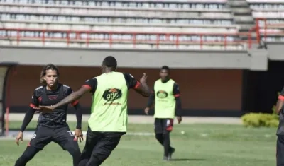 Jugadores del Cúcuta durante un entrenamiento. 