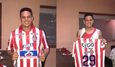 Gio Urshela posando con la camiseta del Junior.