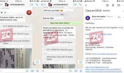 Los chats de Brian Harrington y la periodista Kathleidys Maestre.