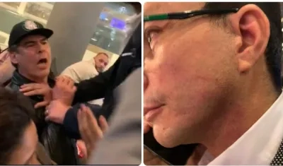 Álvaro Cotes y Carlos Caicedo, tras la agresión.l