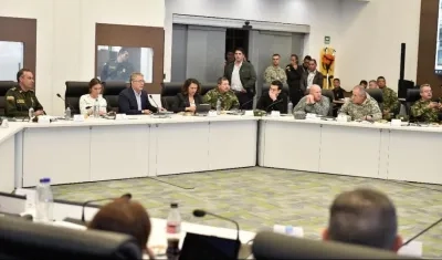 El Presidente Duque al frente del Puesto de Mando Unificado en Bogotá.