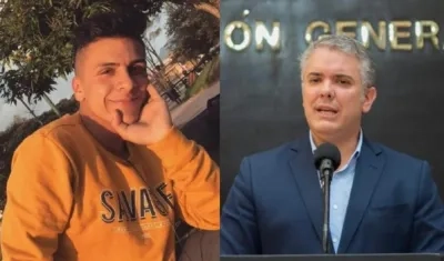 Dilan Cruz, joven herido. A la derecha, el Presidente Duque.