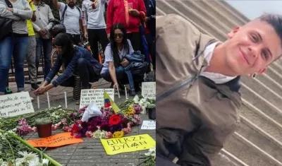 Compañeros orando por Dilan poco antes de fallecer.