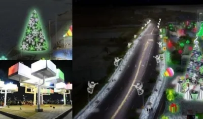 Árboles de Navidad y la Plaza de las luces.