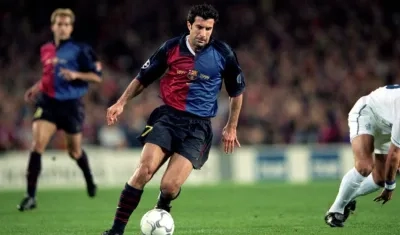 Luis Figo en sus años como jugador del Barcelona. 
