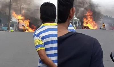 Así quedó el camión.