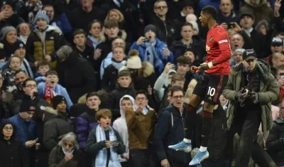 La celebración de Marcus Rashford.