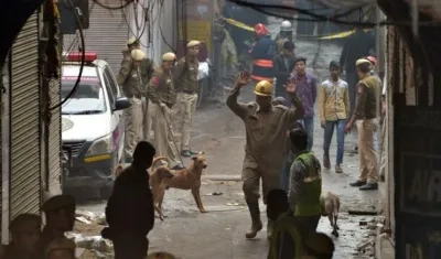 Lugar del incendio en la India.
