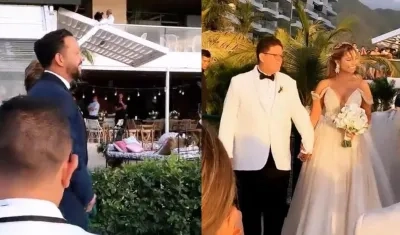 Matías Mier y Melissa Martínez, durante su ceremonia de matrimonio. 