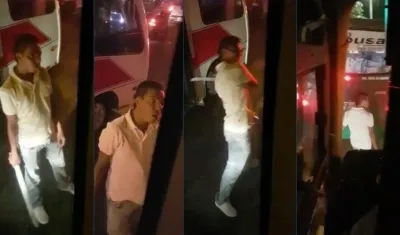 Un mototaxista rompió con un machete el espejo retrovisor del bus de Transmetro.