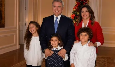 Presidente Iván Duque, su esposa Juliana Ruiz, y sus tres hijos.