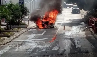 Momento del incendio.